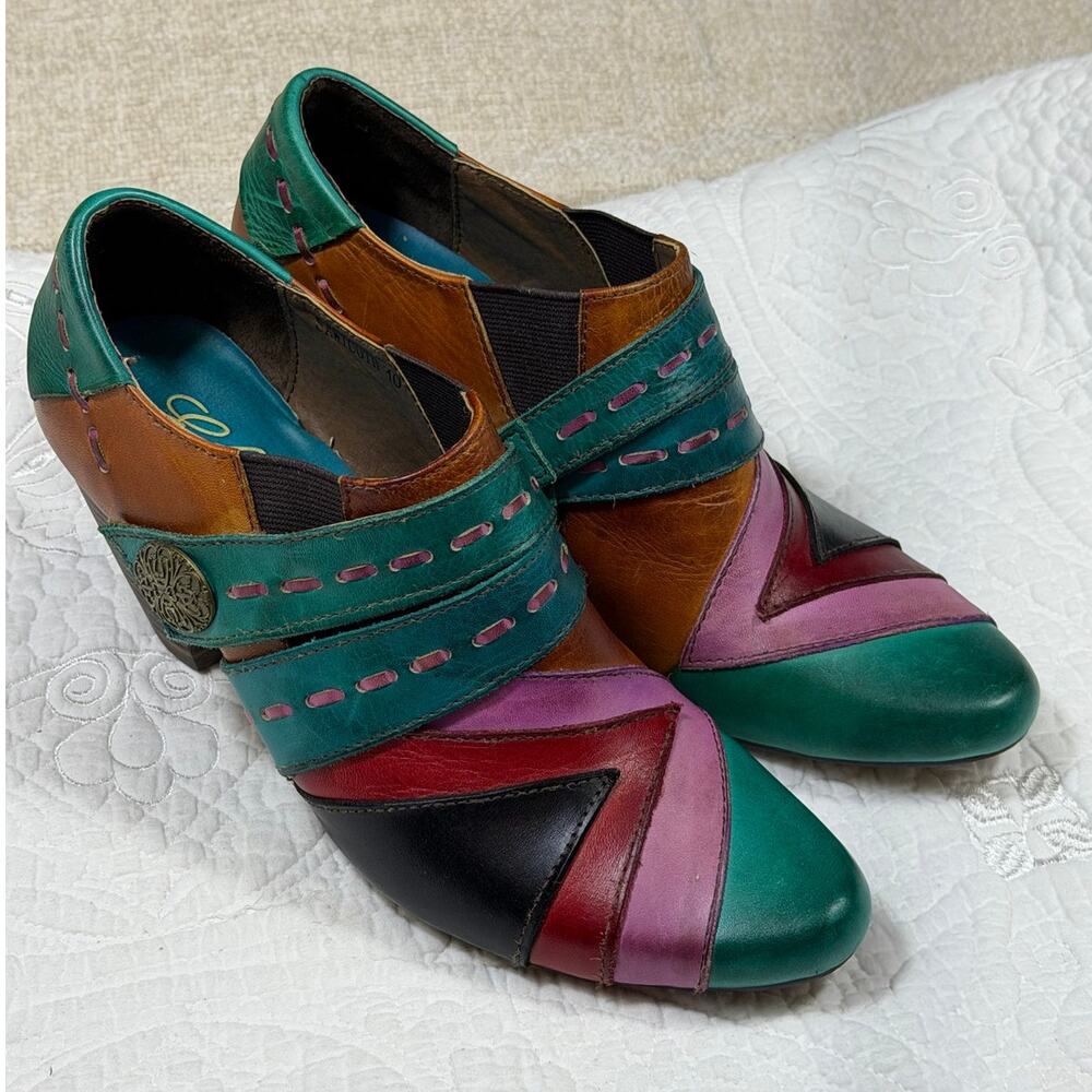 Elite by Corkys Women Multicolor 10 Sawtooth Leather Western Artsy Ankle Boots